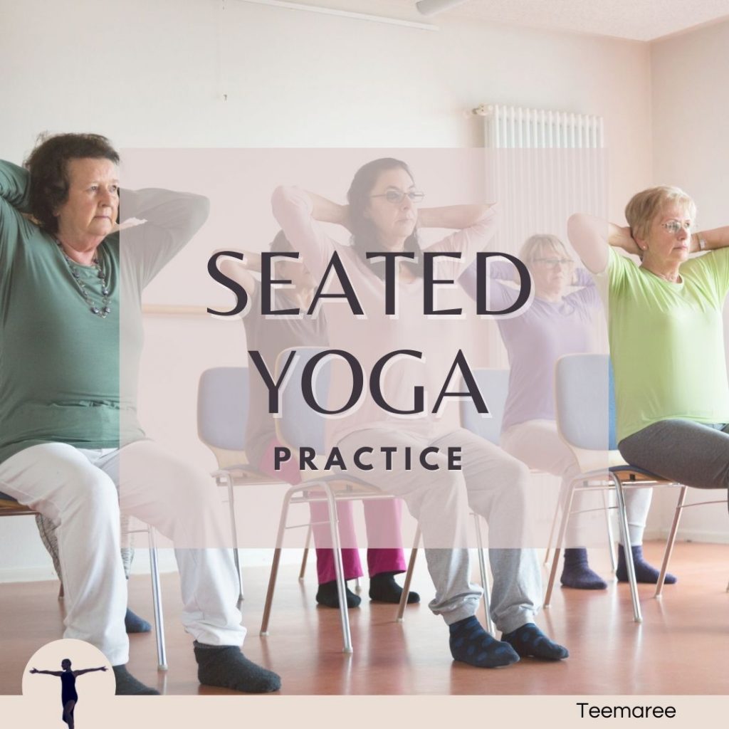 Do yoga while seated. This seated yoga practice is a personal development product by Teemaree. It is for the body. Enjoy unlimited access to the practice and watch anytime to do yoga while seated.